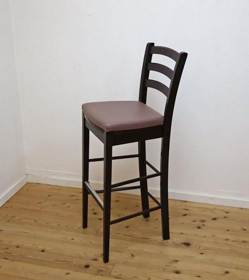 座面高80cm 木製ハイカウンターチェア409 カプチーノ/こげ茶色 補強桟