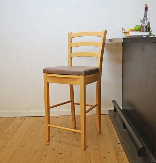 木製カウンターチェア 座面高65cm CCK0408NA(ビーチ色) 店舗 軽量椅子 ...