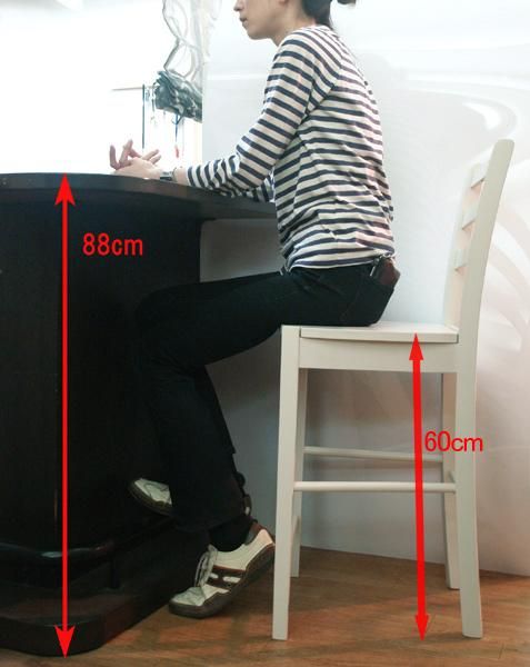 木製カウンターチェア ホワイト色 座面高60cm 9000円台 木製カウンターチェア ホワイト色 座面高60cm 9000円台