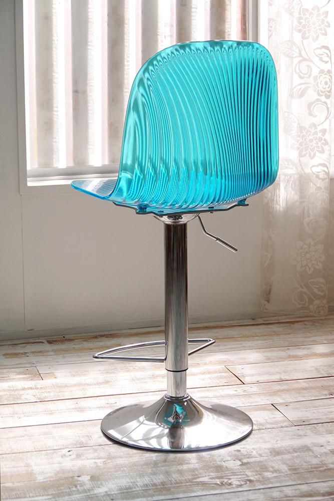 回転昇降式カウンタースツール【オーシャン/clearblue】クリアブルー