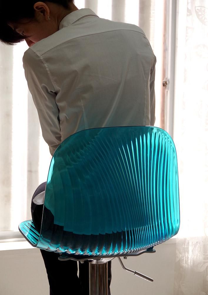 回転昇降式カウンタースツール【オーシャン/clearblue】クリアブルー