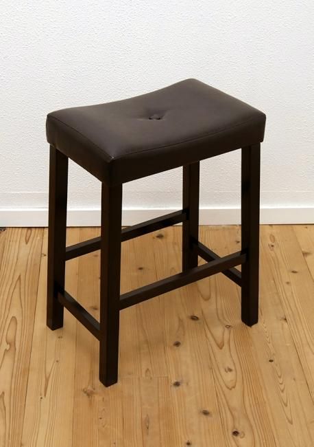 座面高60cm・奥行30cm（座面28cm)【レザー張りクッション付木製