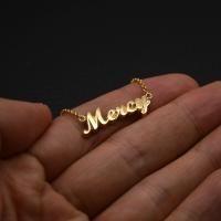 263.オーダーメイドメッセージネックレス Mercy 制作実績(イングランド書体)