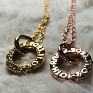 ■シルバー製アニバーサリーリングペアネックレス【♂イエローゴールドメッキ/♀ピンクゴールドメッキ】