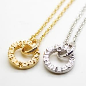 ■シルバー製アニバーサリーリングペアネックレス【♂イエローゴールドメッキ/♀ロジウムシルバーメッキ】