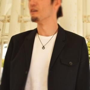 ■シルバー製オーダーメイドアニバーサリーリングネックレス-ブラックメッキ- ※チェーン付
