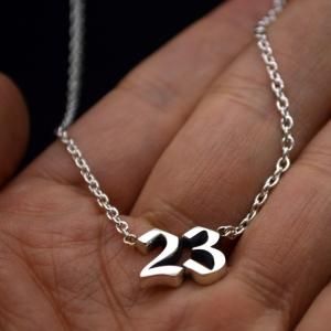 371.ナンバーネックレス メンズ 二桁【23】いぶし銀仕上げ