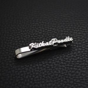 ■銀製 オーダーメイド・ネームネクタイピン【クリップ】ハワイ書体(ロジウムメッキ)