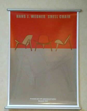 HANS J. WEGNER SHELL CHAIR Poster & ORSKOV Poster Hanger silver50cm set -  北欧からの贈り物 【 J.S.SHOP 】