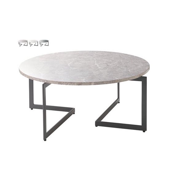 リビングテーブル ｜大理石調の丸テーブル