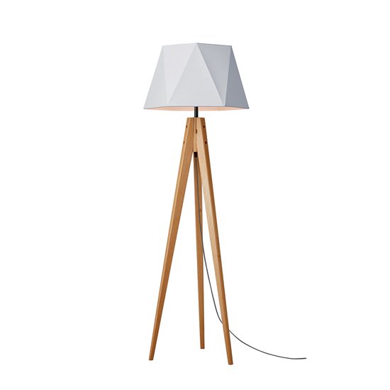 Hexagon Cotton Wood Floor Lamp - White ×520x高さ300mmベース