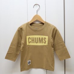 チャムス/CHUMS/Kid's CHUMS Logo L/S T-Shirt/ Beige × Cream