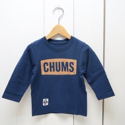 チャムス/CHUMS/Kid's CHUMS Logo L/S T-Shirt/ Navy × Brown