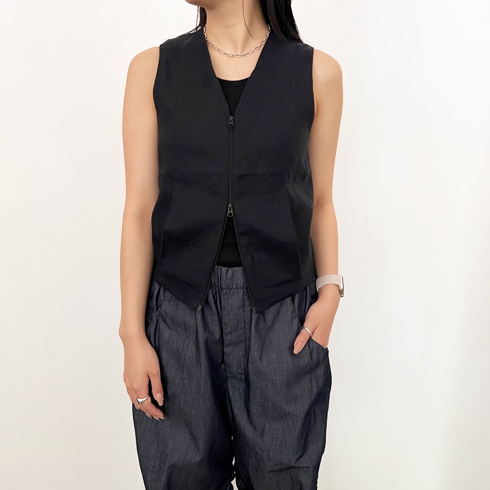 GABRIELA COLL GARMENTS】LINEN VEST BLACK NO.270 ガブリエラ・コール