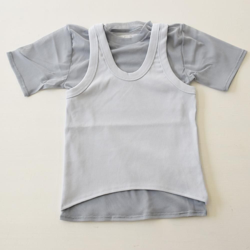 JANE SMITH】 SHORT SLEEVE WITH TANK LAYERED PULLOVER #25SCT