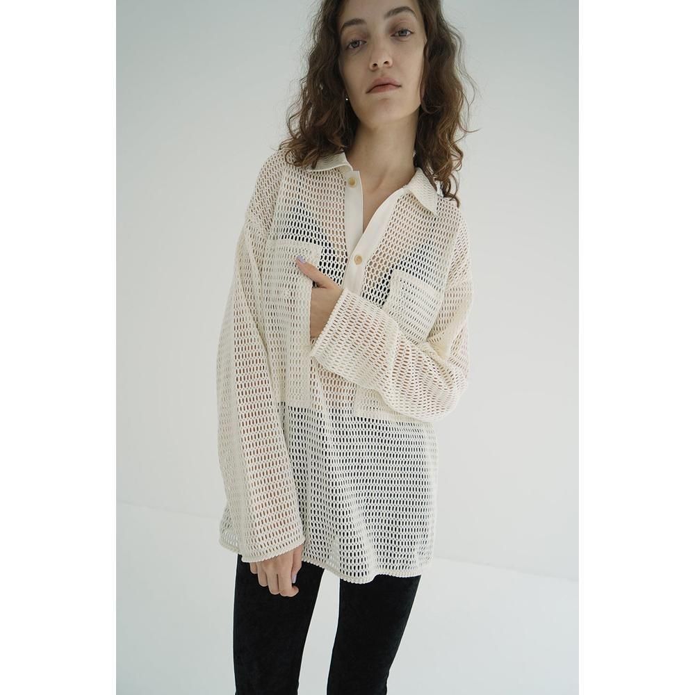 クラネ CLANE MIX MESH GATHER SHIRT メッシュ シャツ