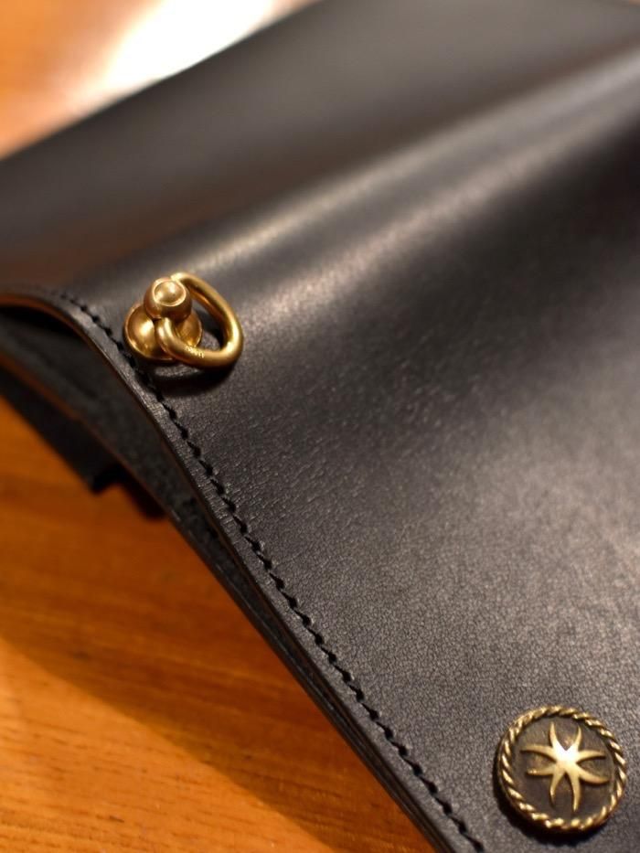 HWZN.MFG.CO.(HWZN BROSS) - LEATHER WALLET MID-SIZE (BLACK / BRASS