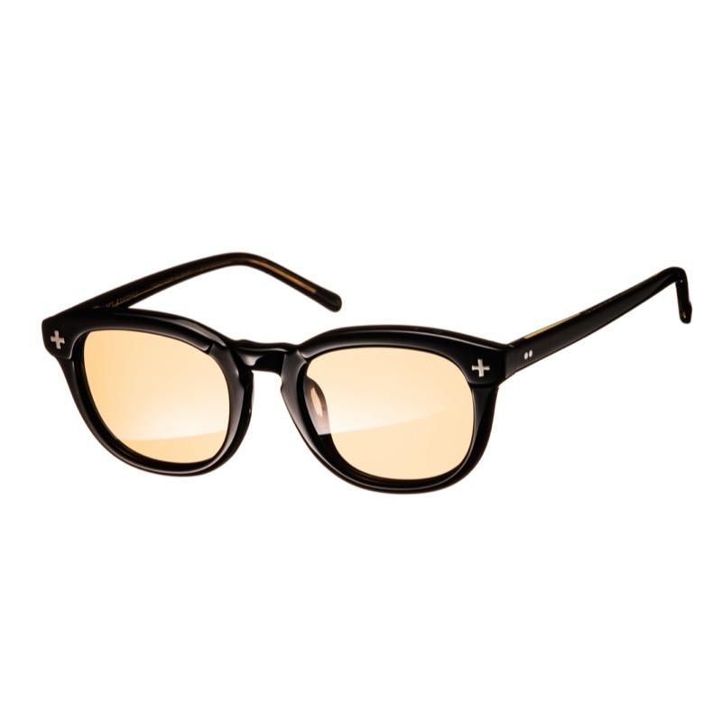 EVILACT EYEWEAR “YALE Ⅱ” - RIM TEMPLE BLACK x ANTIQUE CLEAR