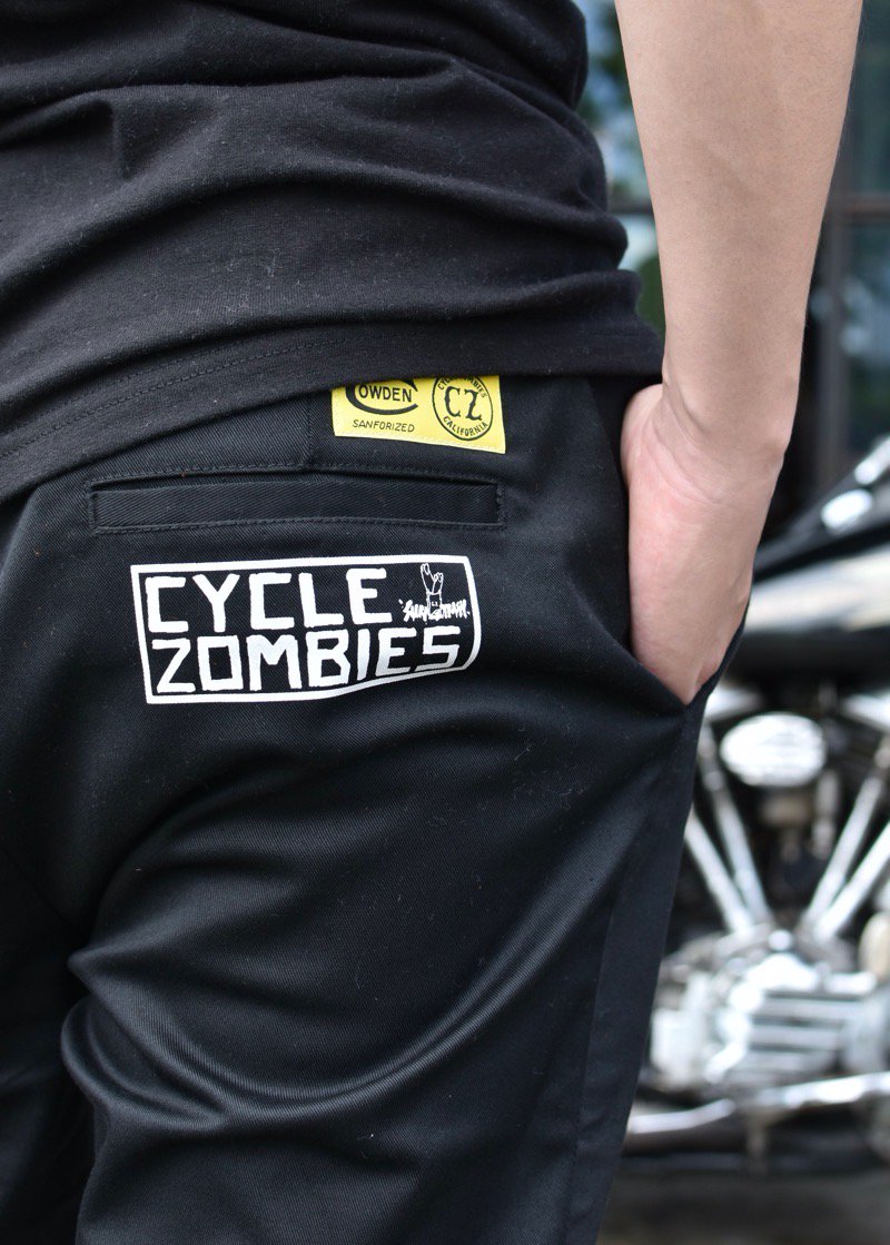 Cycle Zombies x COWDEN SURF TRASH SLIM WORK PANTS (BLACK) - CANVAS 