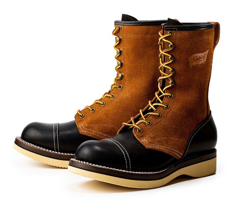 EVILACT x BROTHER BRIDGE - 10 Hole Lace-Up Boots (BROWN x BLACK