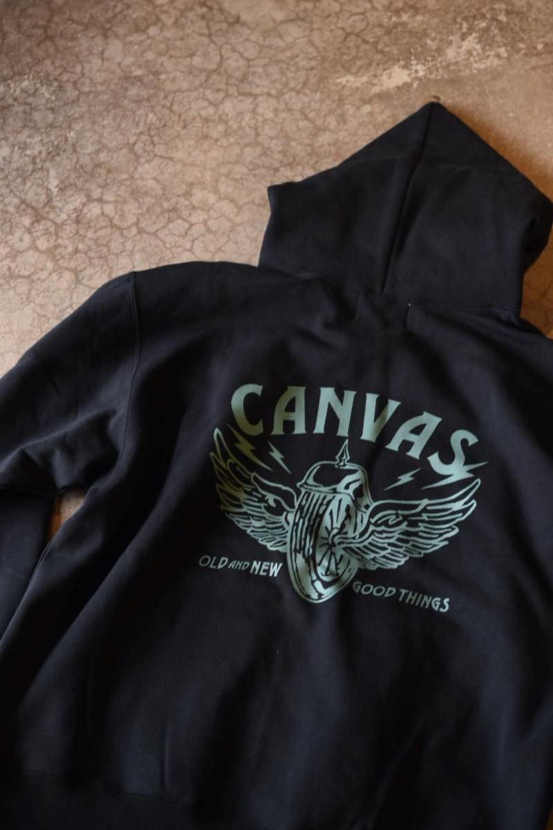 CANVAS F WHEEL PULLOVER HOODIE BLACK CANVAS CLOTHING ONLINE