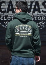 <img class='new_mark_img1' src='https://img.shop-pro.jp/img/new/icons1.gif' style='border:none;display:inline;margin:0px;padding:0px;width:auto;' />ROUGH AND RUGGED x CANVAS / RAR x CVS HOODIE (F.GREEN)