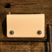 HWZN.MFG.CO.(HWZN BROSS) - LEATHER WALLET MID-SIZE (NATURAL LEATHER SILVER BUTTON/WALLET CHAIN金具有り)