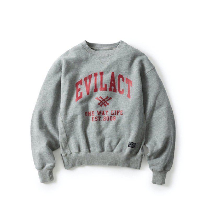 EVILACT - HEAVY CREW NECK (Gray) - CANVAS CLOTHING ONLINE STORE