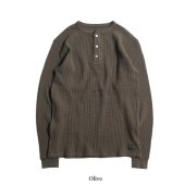 TROPHY CLOTHING - HEAVY WAFFLE MIL HENLEY L/S TEE (OLIVE)