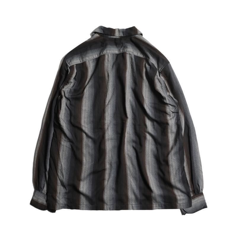 TROPHY CLOTHING - TOWN CRAFT RAYON STRIPE L/S SHIRT (BLUE