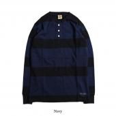 TROPHY CLOTHING - OD 3COLOR HENLEY WIDE BORDER L/S TEE (NAVY) / TR25AW-201