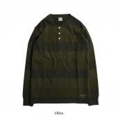 <img class='new_mark_img1' src='https://img.shop-pro.jp/img/new/icons1.gif' style='border:none;display:inline;margin:0px;padding:0px;width:auto;' />TROPHY CLOTHING - OD 3COLOR HENLEY WIDE BORDER L/S TEE (OLIVE) / TR25AW-201