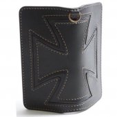 <img class='new_mark_img1' src='https://img.shop-pro.jp/img/new/icons50.gif' style='border:none;display:inline;margin:0px;padding:0px;width:auto;' />CANVAS - IRONCROSS WALLET ( BLACK LEATHER / CREAM STITCH)
