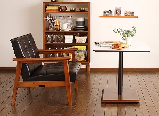 カリモク60+ カフェテーブルホワイト/ウォールナット色 | Plain Table