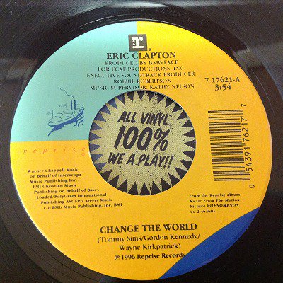 ERIC CLAPTON / CHANGE THE WORLD (7inch us ) - charlie's record 