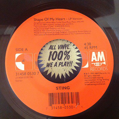 Sting Shape Of My Heart 7inch Us Stock Org Charlie S Record Hiroshima チャーリーズレコード