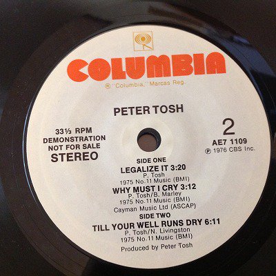 Peter tosh / Legalize it (7inch canada promo 33rpm 3songs 