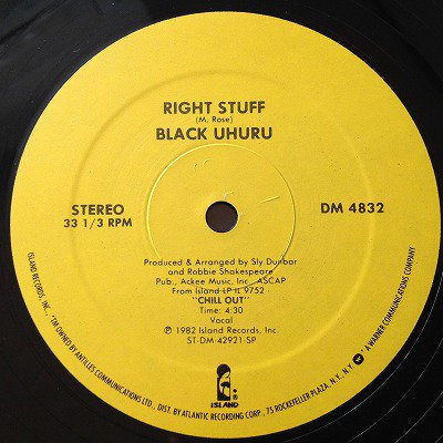 Black uhuru / Right stuff (12inch us yellow promo ) - charlie's