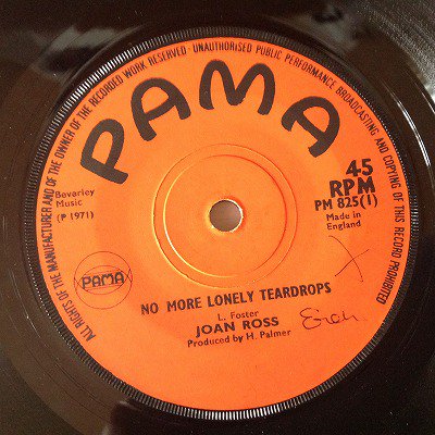 Joan Ross / No more lonely teardrops (7inc uk org ) wol - charlie's record  HIROSHIMA | チャーリーズレコード