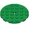プレート6×6丸(中央にペグ穴有)　グリーン