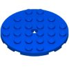 プレート6×6丸(中央にペグ穴有)　ブルー
