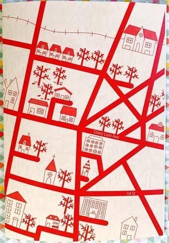 絵日記ライオンお手本ブックレッド(2コマ)