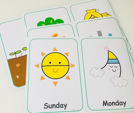 カンジで曜日カード 手づくり英語教材 キッズクラフト カンジで曜日カード 手づくり英語教材 キッズクラフト