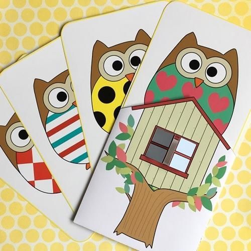 フクロウの模様カード