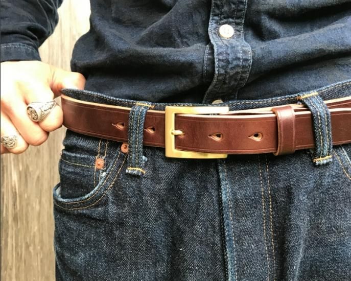 GZ-UKSLB U.K.Saddle Leather Belt チョコ - 倉敷美観地区デニム