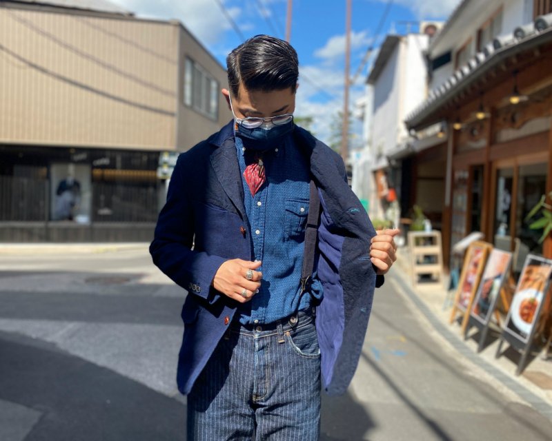 GZ-PIDTRJK-0310 Switching Tailored Jacket　ペイズリー×刺子 - 倉敷美観地区デニムショップ｜HEART  MADE BASE｜graphzero岡山児島デニムジーンズ