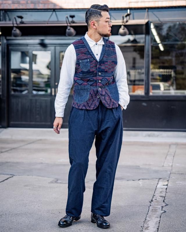 GZ-SLVT-0512RED ショールカラーベスト ネイティブ柄RED - 倉敷