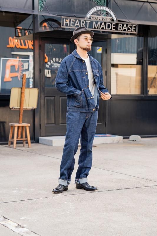 GZ-GJRG-0609 Jean Jacket -Raglan- エンボスデニム市松 - 倉敷