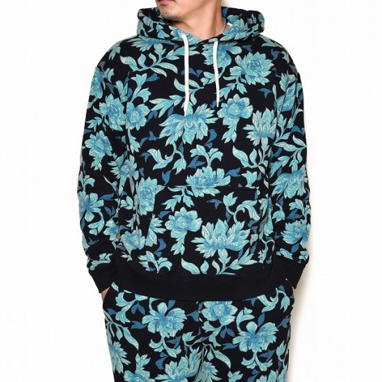 CALEE Allover flower pattern pullover parka - FLOATER