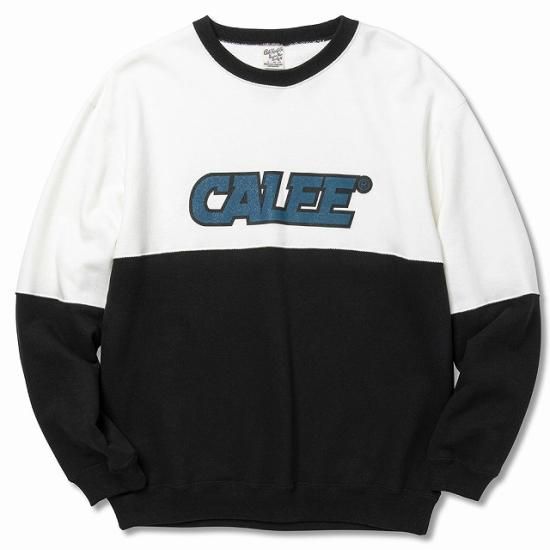 <img class='new_mark_img1' src='https://img.shop-pro.jp/img/new/icons50.gif' style='border:none;display:inline;margin:0px;padding:0px;width:auto;' />CALEE CALEE Univ. contrasting fabric crew neck sweat